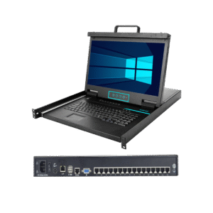 Short Depth FHD 18.5" Widescreen 16-Port LCD IP KVM Console - SN-KC7816S - Image 1