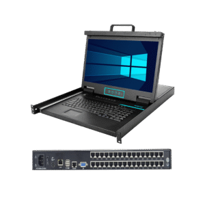 Short Depth FHD 18.5” Widescreen 32-Port LCD IP KVM Console - SN-KC7832S - Image 1