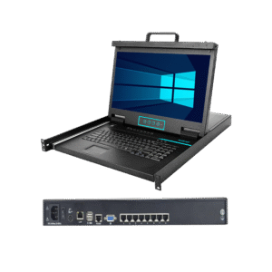 Short Depth FHD 18.5" Widescreen 8-Port LCD IP KVM Console - SN-KC7808S - Image 1